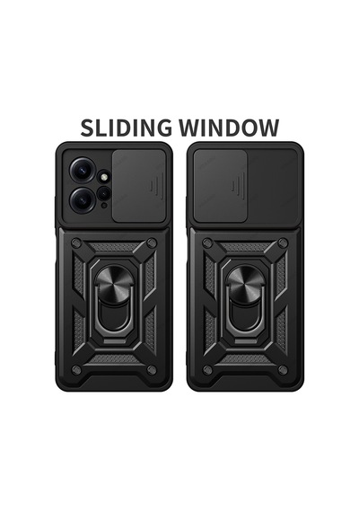 Xiaomi Redmi Note 12 4G Kılıf Pars Lens Sürgülü Yüzüklü Standlı Sert Kılıf