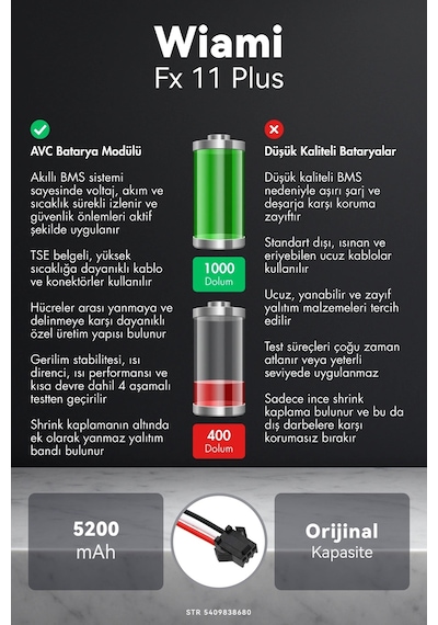 Wiami Fx 11 Plus 5200mah Robot Süpürge Bataryası G.g