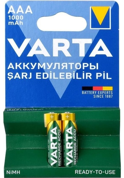 Varta Aaa 1.2v 1000 Mah Nimh Pil - Şarjlı Pil - Şarj Edilebilir Pil Şarjlı İnce Kalem Pil - 2 Adet