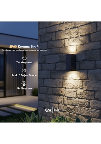 FoneLight Apliken 17 cm Çift Yönlü GU10 LED Duvar Apliği Antrasit Alüminyum IP65 Bahçe Dış Cephe Aydınlatması 14W 3000K - Seo Uyumlu