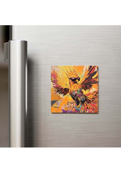 Phoenix - Anka Kuşu - Güneş Gözlüklü Style - Buzdolap Magneti - 9x9 Cm