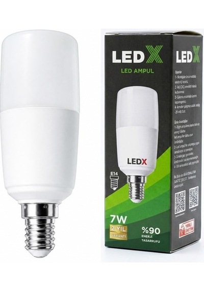 Ledx Al-cll 7 Watt E14 Duylu Soğuk Beyaz Silindirik Tasarım Led Ampul