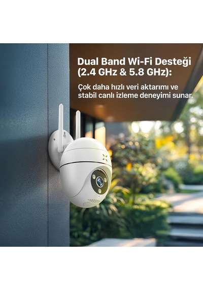 Güvenlik Kamerası 1440p Mobil Kontrol Hareket Takipli Gece Görüşlü Dış Mekan Kamera X7268