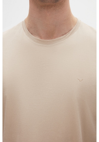 D's Damat Ds Damat Regular Fit Bej Düz Nakışlı %100 Pamuk T-shirt 4hc140632006m Bej