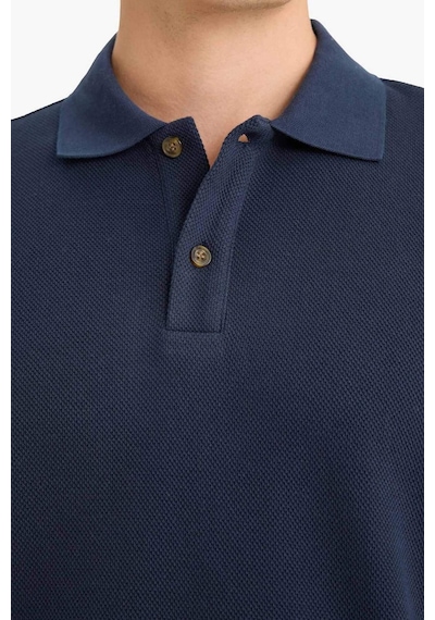 Defacto %100 Pamuk Regular Fit Polo Yaka Düğmeli Dokulu Sweatshirt E9627ax25aunv64 Lacivert
