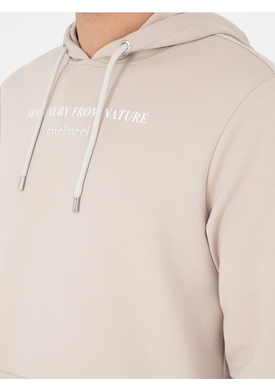 Bej Regular Fit Pamuk Karışımlı Yarım Fermuarlı Sweatshirt