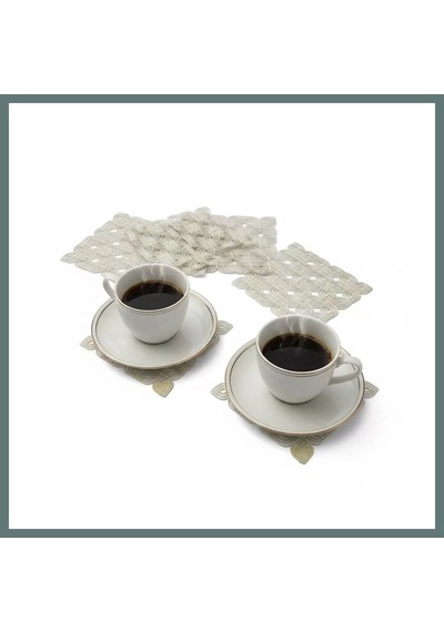 Bezos 6 Lı Dantel Kahve Sunumluğu 15x15 Cm Asorti Desenli Şık Bardak Altlığı Ventra Çok Renkli