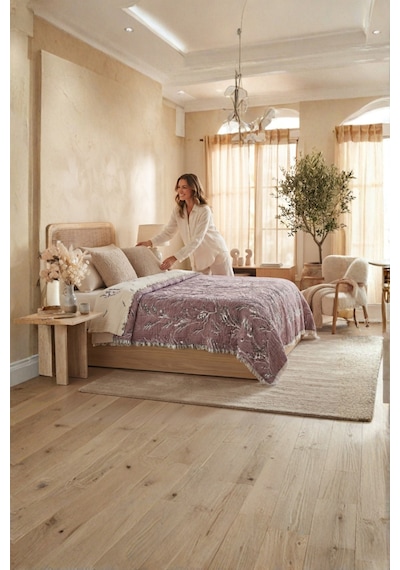 Nuvia 5 Kat Dolgulu Müslin Çift Kişilik Yatak Örtüsü %100 Pamuk Jakar Dokulu 220x240 Cm Gül Kurusu