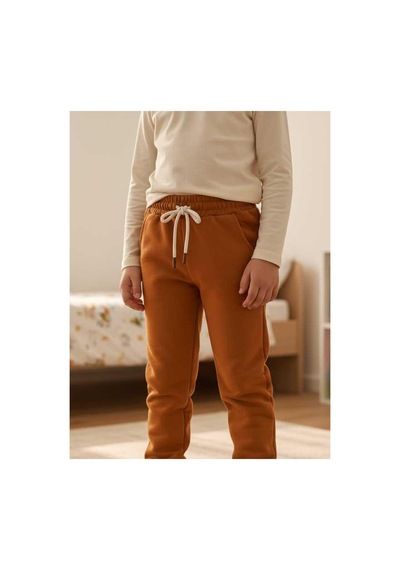 Heyadventure Erkek / Kız Çocuk Cepli Jogger Eşofman Altı Paçası Lastikli Camel Camel