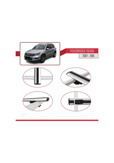 Volkswagen Tiguan 2007-2016 Arası İle Uyumlu Basic Model Ara Atkı Tavan Barı Gri 3 Adet
