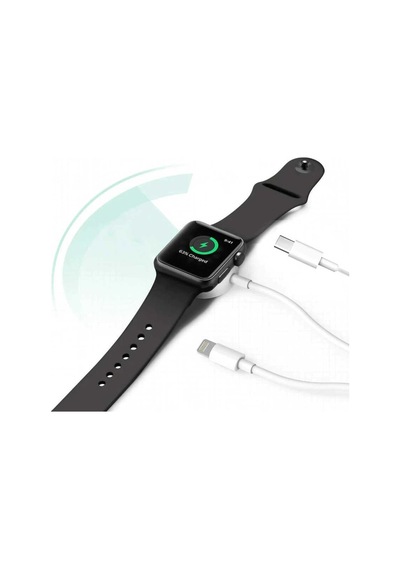 Akıllı Saat + Lightning + Type-C-Wireless Usb Şarj Çoklu Kablosu-Beyaz