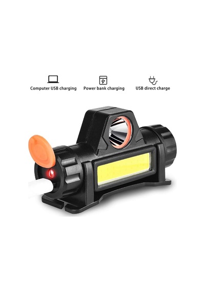 Cata Ct-9120 Mir Kafa Lambası 200lm Fener Led Usb Akkülü Şarjlı Su Geçirmez Cob Dağ Gece Balıkçılık Siyah
