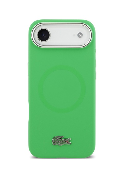 Apple Uyumlu iPhone 17 Air Kılıf Lacoste Lisanslı M-safeli İkonik Logo Metal Kamera Çerçeveli Silikon Kapak Yeşil Yeşil