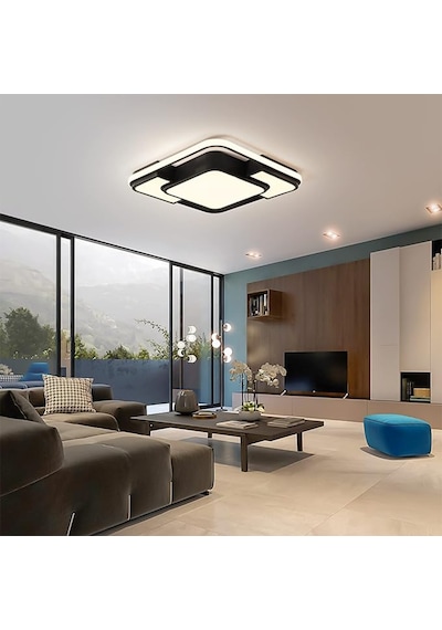 Işık Karesi Tavan Lambası,modern Led Aydınlatma Siyah