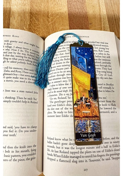 Sanatsal Tablo Temalı Metal Kitap Ayracı Van Gogh-kafe Terasta Gece