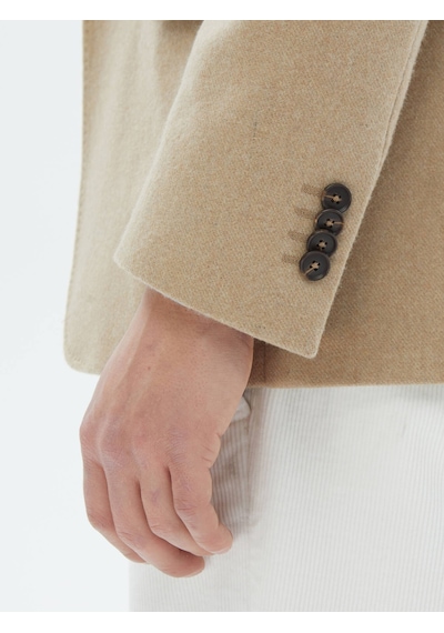Kip Bej Düz Modern Fit Yün Karışımlı Ceket Çok Renkli Kip Bej Düz Modern Fit Yün Karışımlı Ceket Çok Renkli