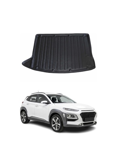 Hyundai Kona 2018-2022 Uyumlu Araca Özel Tpe Bagaj Havuzu Siyah İnce Stepneli&sağ Kulak Kapalı İçin