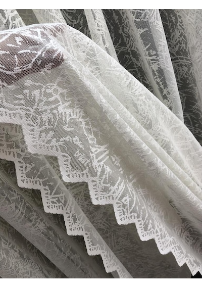 Tül Perde Zigzag Desen Kdk Örme Kumaş 1. Kalite Krem