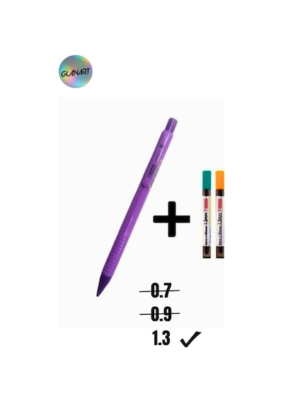 1.3 Mm Uçlu Kalem Ve 2 Paket 1.3 Mm Uç Seti Mikro Mor