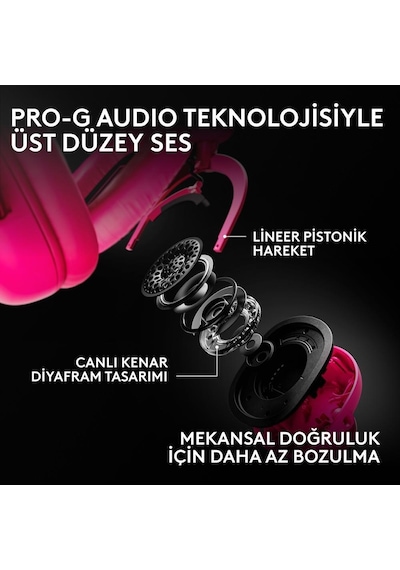 Logitech G Pro X3 Lightspeed Kablosuz Bluetooth Oyuncu Kulaklığı - Pembe