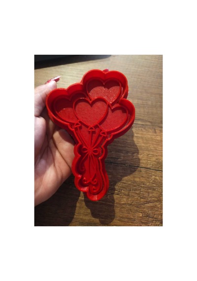 Gıdaya Uygun Sevgililer Gününe Özel Aşk Balonları Kurabiye Kalıbı 2 Parça 12,5x8,5 Cm Diğer