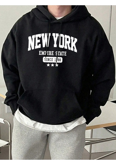 Startmore Startmorenew York Empire State 1788'den Bu Yana Desen Erkek Sonbahar Günlük Kapüşonlular Moda Spor Kaz Siyah
