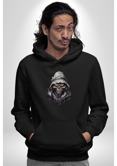 Kasaba Kurukafa Ninja Kadın Erkek Siyah Kapüşonlu Sweatshirt Hoodie Siyah