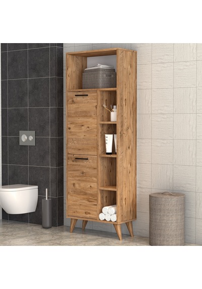 Suna İki Kapaklı 9 Raflı Banyo Dolabı Çam - Bdl0402 Çam
