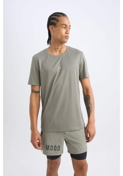 Defacto Defactofit Slim Fit Dar Kesim Bisiklet Yaka Baskılı Sporcu Kısa Kollu Tişört X6142az25spkh457 Haki