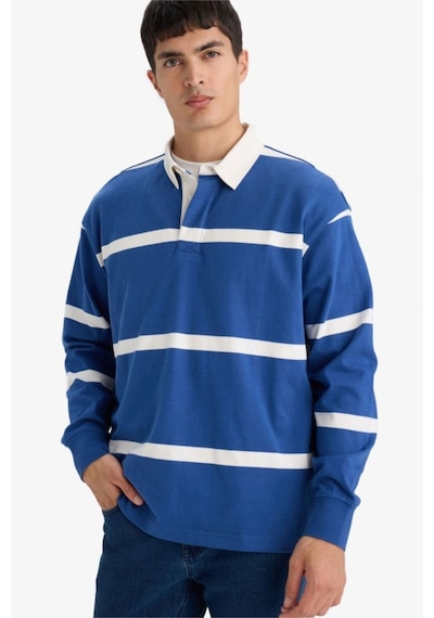 Defacto %100 Pamuk Çizgili Sweatshirt F9832AX26SP