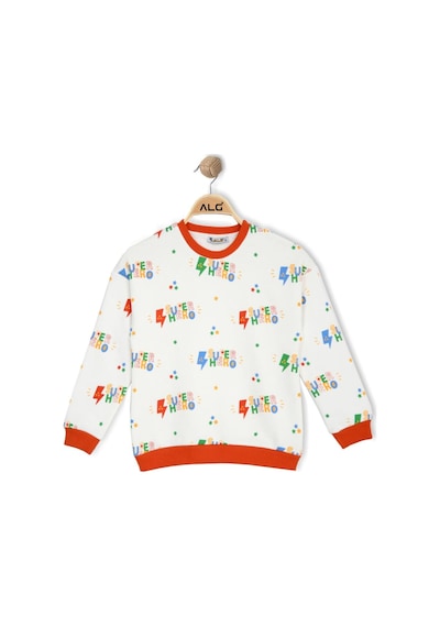 Alglıfe Erkek Çocuk Super Hero Baskılı Sweatshırt Turuncu