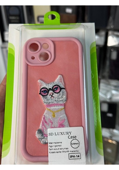 Apple Uyumlu iPhone 14 3d Luxury Case Kedili Kılıf