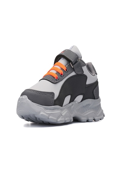 Venuma Rahat Çocuk Spor Ayakkabı Sneaker Cilt Filet Siyah/gri/turuncu Gri - Turuncu - Siyah