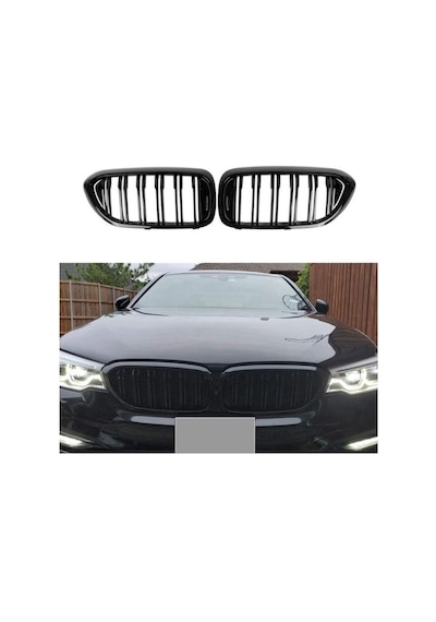 Bmw 5 Serisi G30 M5 Ön Panjur Böbrek Izgara Çift Tırnak Piano Black 2017-2020 Arası Uyumlu