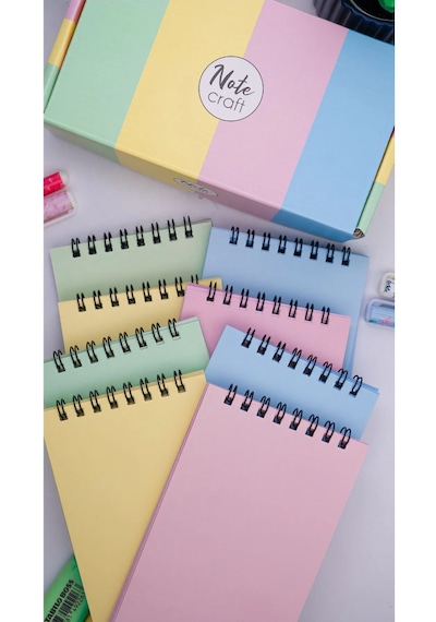 Dream Notes 9x15cm 8'li Çizgisiz Not Defteri Seti - Renkli Kutu Sarı - Pembe - Mavi - Yeşil