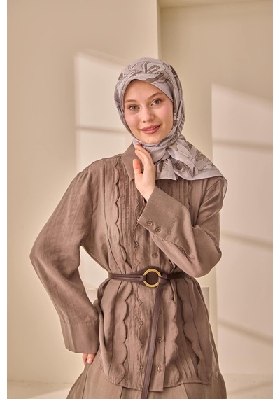 Silk Home Olinda İpek Eşarp 47003-37 Gri, Vizon, Koyu Vizon