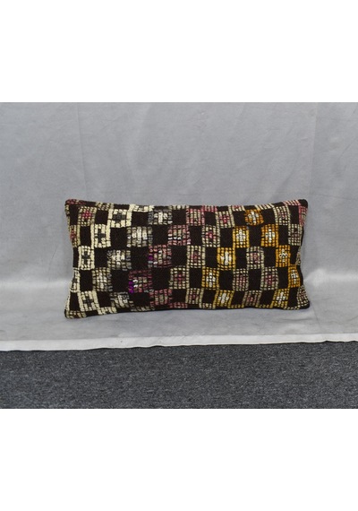 Zehra Abla Halı Yeni El Dokuma Dekoratif Lumbar Kilim Kırlent Yastık Kılıfı 6850 Çok Renkli