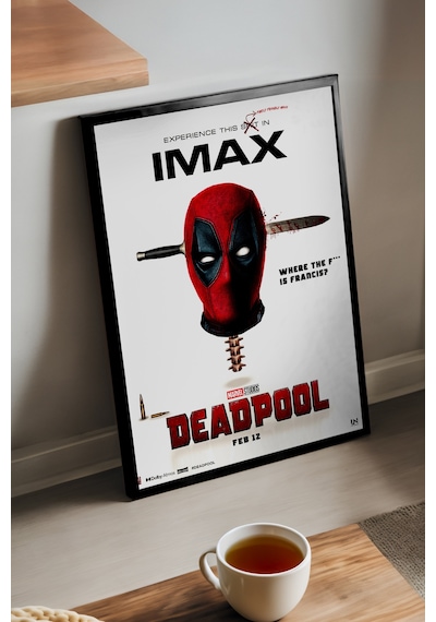 Deadpool Siyah Ahşap Çerçeveli Poster, Dekoratif Film Duvar Tablosu