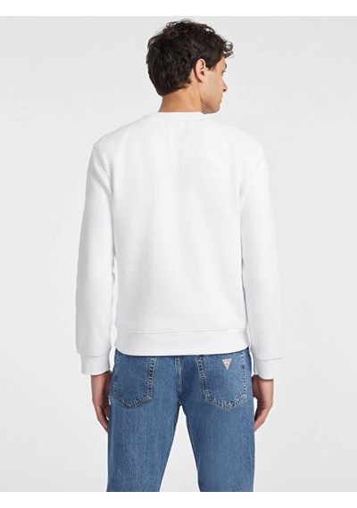Jeans Bisiklet Yaka Beyaz Erkek Sweatshırt M4yq19k9v31g011 Gj Cn Slım Logo Em Beyaz