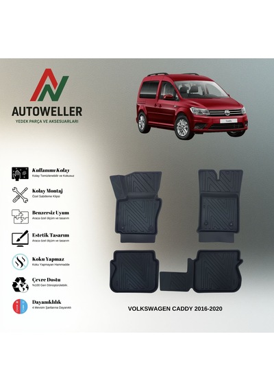 Volkswagen Caddy 2016-2020 Uyumlu Havuzlu Oto Paspas