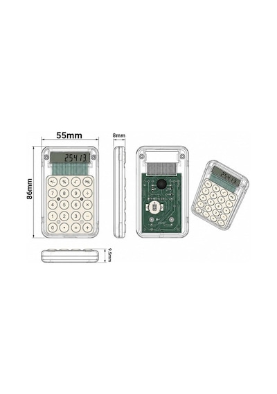 Pm-25413 Mor Mini Hesap Makinesi Beyaz - Çok Renkli