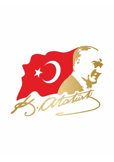 Atatürk Silet Ve Bayrak Ay Yıldız Sticker - Atatürk Türkiye Mustafa Kemal Atatürk Sticker - Araba Oto Motosiklet Karavan Cam Sticker - 02511 12x9 Cm