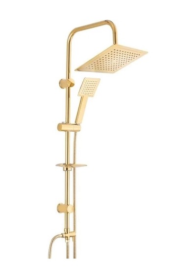 Golden Kare Krom Lüks Robot Yağmurlama Tepe Duş Seti Altın