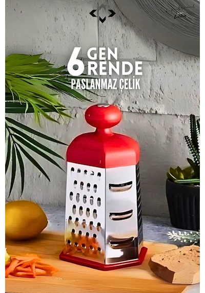 Paslanmaz Çelik 6 Gen Rende Çok Yönlü Patates Sebze Sarımsak Rendesi Fonksiyonlu Topuzlu Rende Çelik Diğer