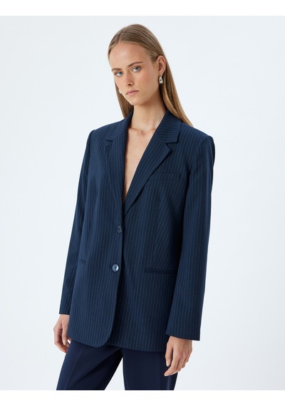 Koton Blazer Ceket Kruvaze Ters Yaka Düğmeli Cepli Lacivert Çizgili 5wak50025pw Lacivert Koton Blazer Ceket Kruvaze Ters Yaka Düğmeli Cepli Lacivert Çizgili 5wak50025pw Lacivert