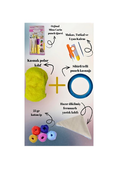 Punch Nakış Kiti 28 Cm Yuvarlak Sihirli/iğneli/telli Kasnak , Punç Başlangıç Seti , Kılıf Hediyeli