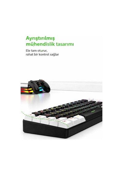 Hadron Mofan Mf1701bw Gaming Mekanik Rgb Klavye Blue Switch - Siyah Beyaz
