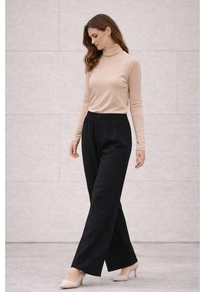 Ivoire Wear Kadın Balıkçı Yaka Uzun Kollu Viskon Body Bej