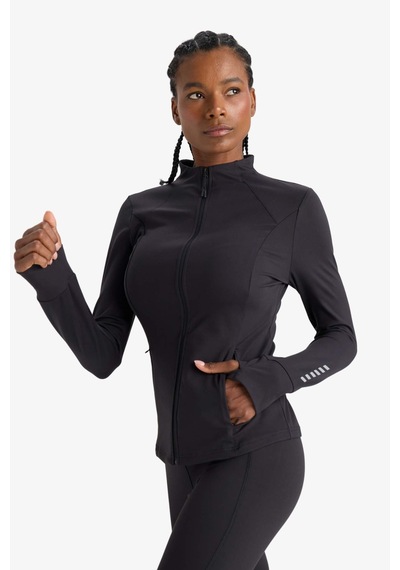 Defacto Defactofit Slim Fit Dar Kesim Dik Yaka Hırka E9676ax25aubk81 Siyah