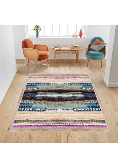 Rovigo Home Dijital Baskı Yıkanabilir Kaymaz Taban Salon Halısı  RVG1776 Çok Renkli